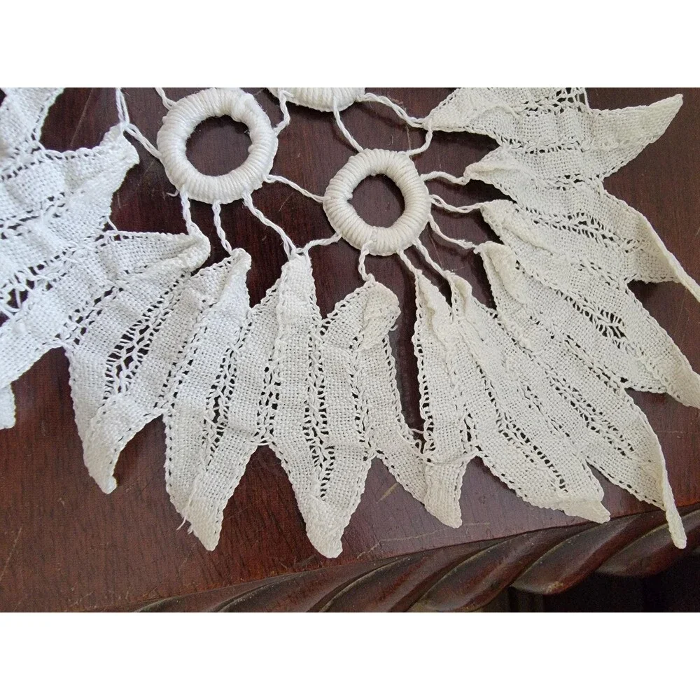 Vintage Handmade Cotton Needle Lace Table Runner
